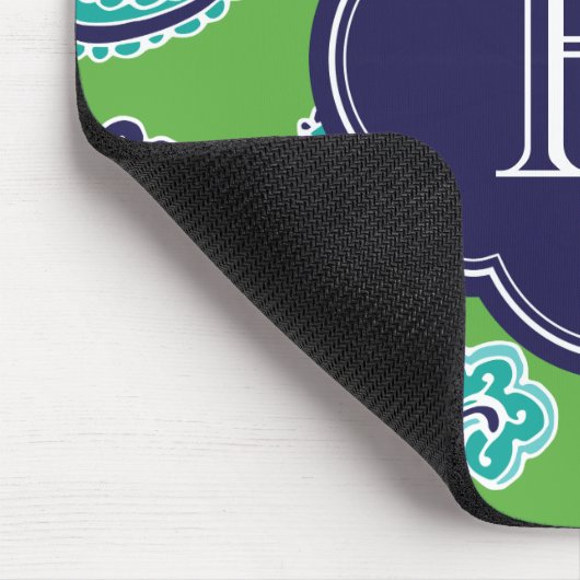 Farbige Bohemische Paisley Custom Monogram Mousepad (Ecke)