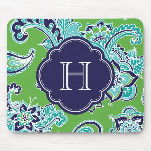 Farbige Bohemische Paisley Custom Monogram Mousepad (Vorne)