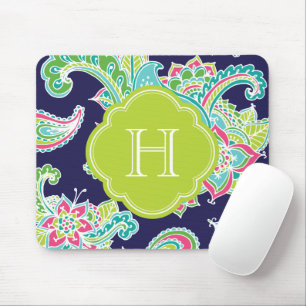 Farbige Bohemische Paisley Monogram Mousepad