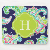 Farbige Bohemische Paisley Monogram Mousepad (Vorne)