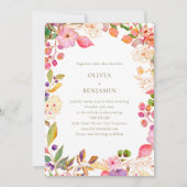 Farbige Boho-Aquarell-Blumen-Hochzeit Einladung (Vorderseite)