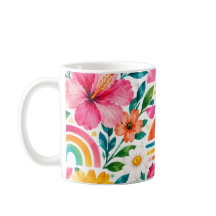 Farbige Boho-Blumen-Kaffeetasse - Vibrantes Abstra