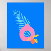 Farbige Boho-Botanische Fruchtkunst in Blau Poster (Vorne)