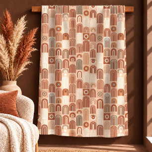 Farbige Boho-Formen Braun-Rost-Decke Geschenk-Deko Fleecedecke