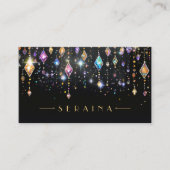 Farbige Boho Gems auf schwarz ID1035 Visitenkarte (Vorderseite)