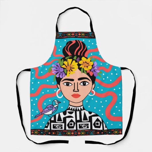 Farbige Boho-Mexikanische Folklore-Kunst-Küchensch Schürze (Vorderseite)
