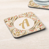 Farbige Boho-Printwerbung mit Retro-Monogramm Getränkeuntersetzer (Linke Seite)