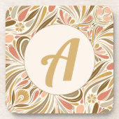 Farbige Boho-Printwerbung mit Retro-Monogramm Getränkeuntersetzer (Vorderseite)