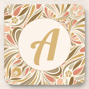 Farbige Boho-Printwerbung mit Retro-Monogramm Getränkeuntersetzer