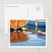 Farbige Boote Griechenlands Postkarte (Vorne/Hinten)