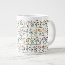 Farbige botanische Streifen-Blumengarten-Kunst Jumbo-Tasse