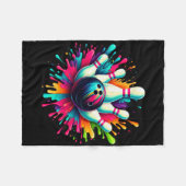 Farbige Bowling Game Day Bowling Niedlich Colorspl Fleecedecke (Vorderseite (Horizontal))