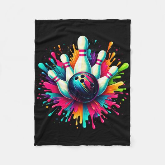 Farbige Bowling Game Day Bowling Niedlich Colorspl Fleecedecke (Vorderseite)