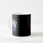 Farbige Bowling Game Day Bowling Niedlich Colorspl Kaffeetasse (Vorderseite Links)