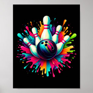 Farbige Bowling Game Day Bowling Niedlich Colorspl Poster