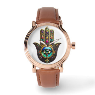 Farbige braune Gold Hamsa Regenbogenfarbe Drittes  Armbanduhr