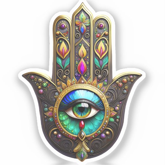 Farbige braune Gold Hamsa Regenbogenfarbe Drittes  Aufkleber (Vorderseite)