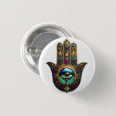 Farbige braune Gold Hamsa Regenbogenfarbe Drittes Button (Vorne & Hinten)