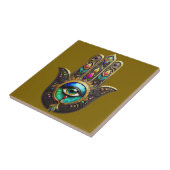 Farbige braune Gold Hamsa Regenbogenfarbe Drittes  Fliese (Seite)