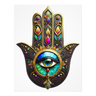 Farbige braune Gold Hamsa Regenbogenfarbe Drittes  Fotodruck