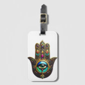 Farbige braune Gold Hamsa Regenbogenfarbe Drittes  Gepäckanhänger (Vorderseite Vertikal)