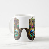 Farbige braune Gold Hamsa Regenbogenfarbe Drittes  Kaffeetasse (Vorderseite Links)
