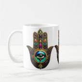 Farbige braune Gold Hamsa Regenbogenfarbe Drittes  Kaffeetasse (Links)
