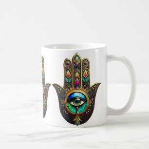 Farbige braune Gold Hamsa Regenbogenfarbe Drittes  Kaffeetasse