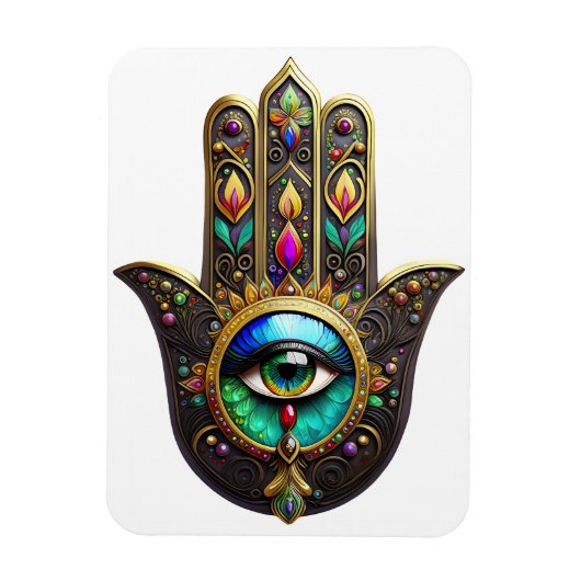 Farbige braune Gold Hamsa Regenbogenfarbe Drittes Magnet (Vertikal)