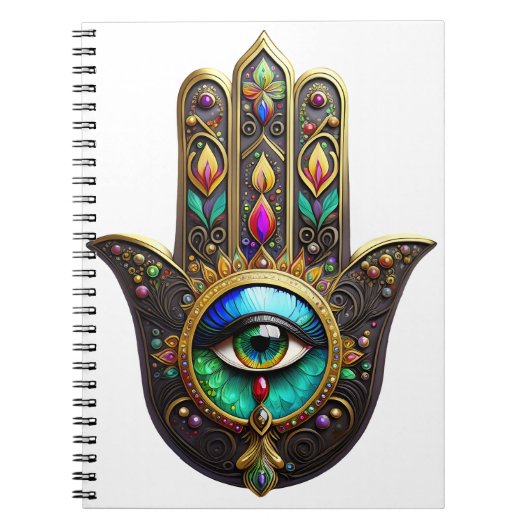 Farbige braune Gold-Hamsa-Regenbogenfarbe Drittes  Notizblock (Vorderseite)