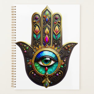 Farbige braune Gold Hamsa Regenbogenfarbe Drittes Planer
