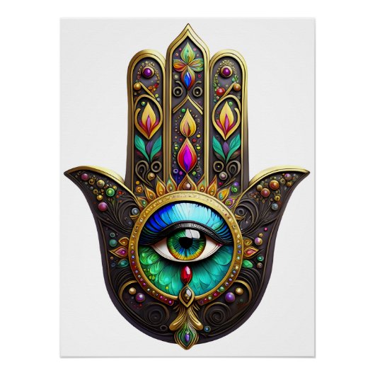 Farbige braune Gold Hamsa Regenbogenfarbe Drittes Poster (Vorderseite)