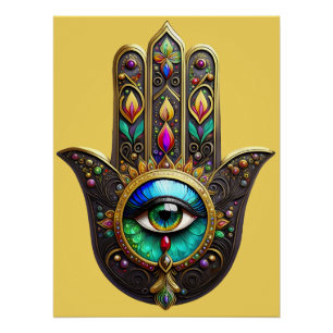 Farbige braune Gold Hamsa Regenbogenfarbe Drittes  Poster