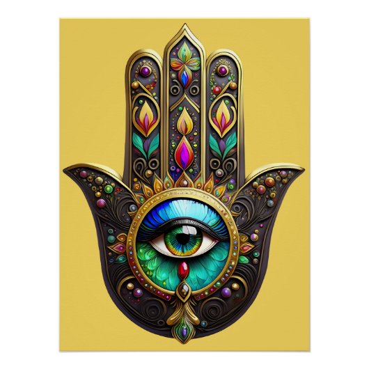Farbige braune Gold Hamsa Regenbogenfarbe Drittes  Poster (Vorderseite)