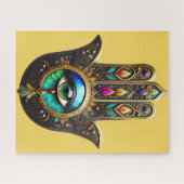 Farbige braune Gold-Hamsa-Regenbogenfarbe Drittes Puzzle (Horizontal)