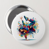 Farbige Breakdance-Girl-Kunst Button (Vorne & Hinten)
