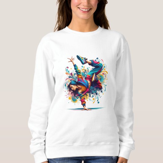 Farbige Breakdance-Girl-Kunst Sweatshirt (Vorderseite)