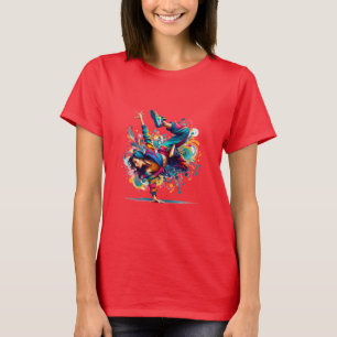 Farbige Breakdance-Girl-Kunst T-Shirt