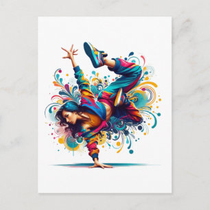 Farbige Breakdance-Girl Urban Design Postkarte
