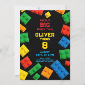 Farbige Brick Kids Party Geburtstag Einladung (Vorderseite)