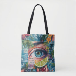 Farbige Briefmarke Collage Tote Tasche