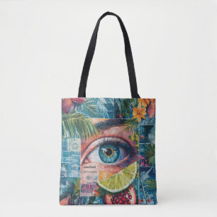 Farbige Briefmarke Collage Tote Tasche