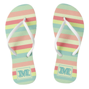 Farbige Bright Streifen Moderne Monogram Badesandalen
