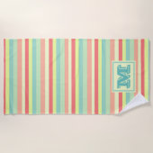 Farbige Bright Streifen Moderne Monogram Strandtuch (Vorderseite)