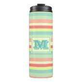 Farbige Bright Streifen Moderne Monogram Thermosbecher (Vorderseite)