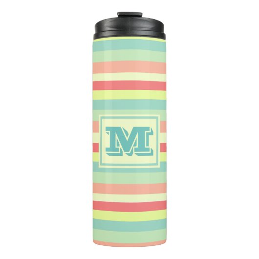 Farbige Bright Streifen Moderne Monogram Thermosbecher (Vorderseite)