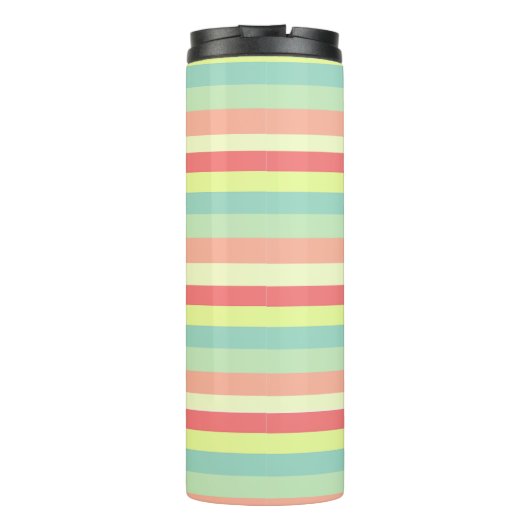 Farbige Bright Streifen Moderne Monogram Thermosbecher (Rückseite)
