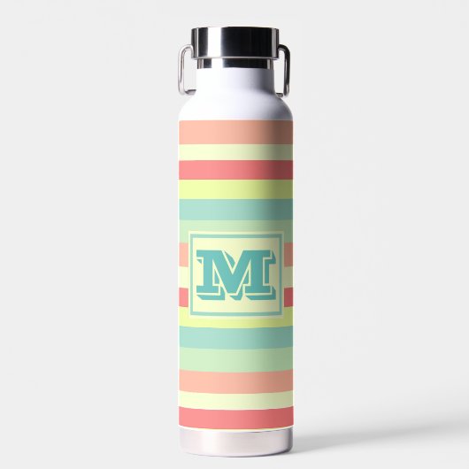 Farbige Bright Streifen Moderne Monogram Trinkflasche (Vorne)