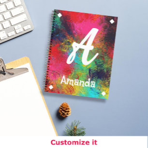 Farbige Brillenkunst und weiße Monogramm Notizblock