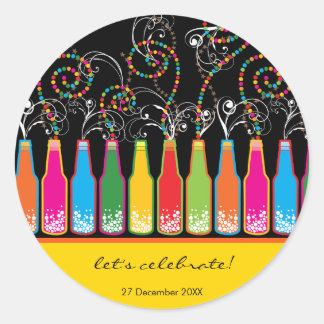 Farbige Bubbles Flaschen Feiern Party Sticker